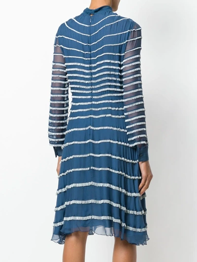 Shop Valentino Fringed Dress In Blue