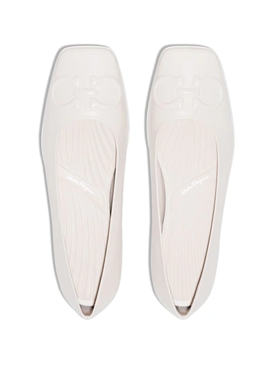 Shop Ferragamo Gancini Ballet Flats In Neutrals