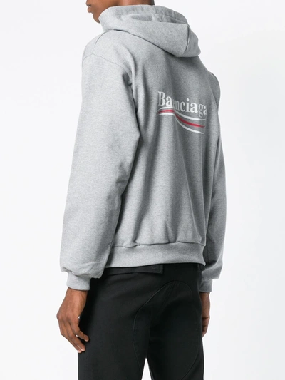 Shop Balenciaga Logo Hoodie In Grey