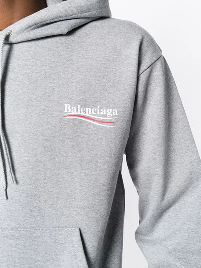 Shop Balenciaga Logo Hoodie In Grey