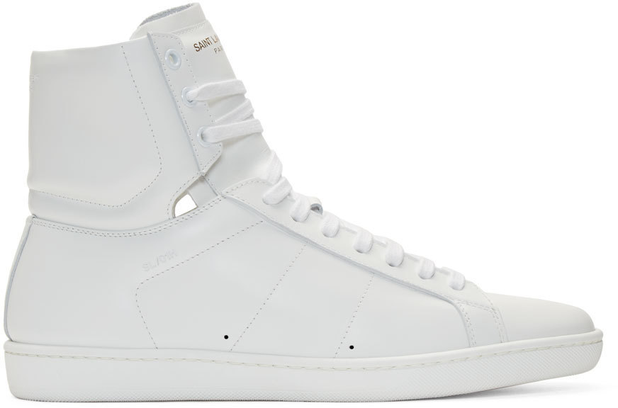 Saint Laurent White Sl/01 Court Classic High-top Sneakers | ModeSens