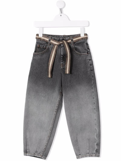 Shop Brunello Cucinelli Gradient-effect Straight-leg Denim Jeans In Grey
