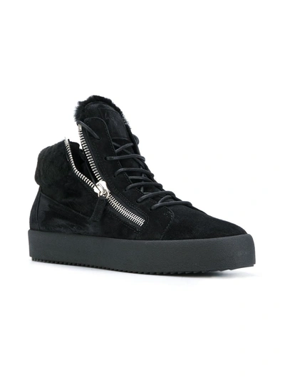 Shop Giuseppe Zanotti Kriss Shearling Lined Sneakers In Black