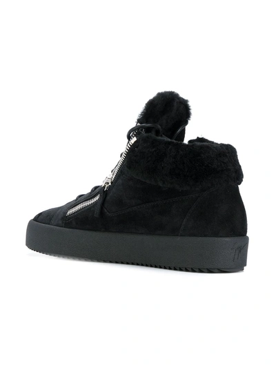 Shop Giuseppe Zanotti Kriss Shearling Lined Sneakers In Black