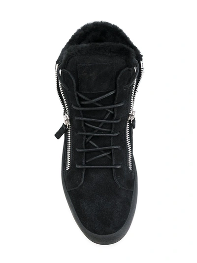 Shop Giuseppe Zanotti Kriss Shearling Lined Sneakers In Black