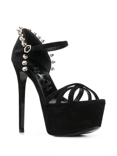 Shop Philipp Plein Stud-embellished Platform Sandals In Black