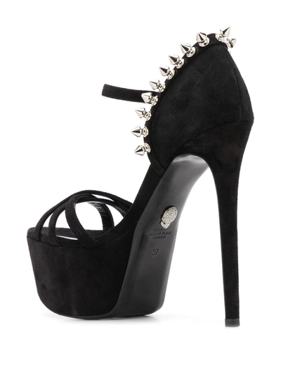 Shop Philipp Plein Stud-embellished Platform Sandals In Black