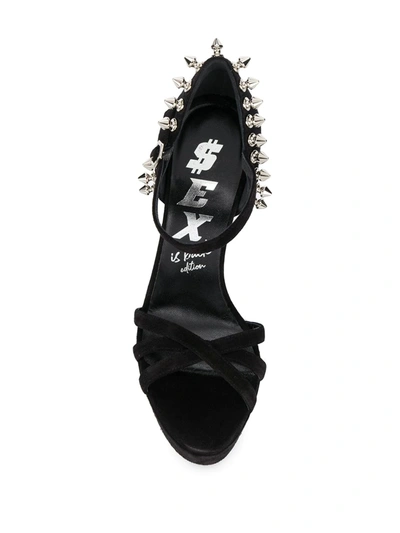 Shop Philipp Plein Stud-embellished Platform Sandals In Black
