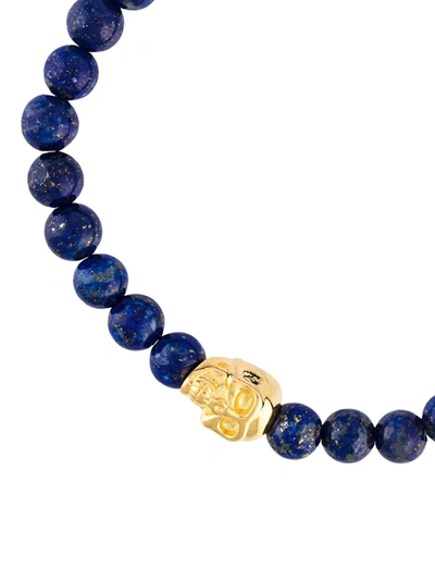 Shop Nialaya Jewelry Beaded Skull Bracelet In Blue