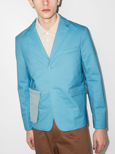 Shop Jacquemus La Veste Mouri Quilted Suit Jacket In Blue