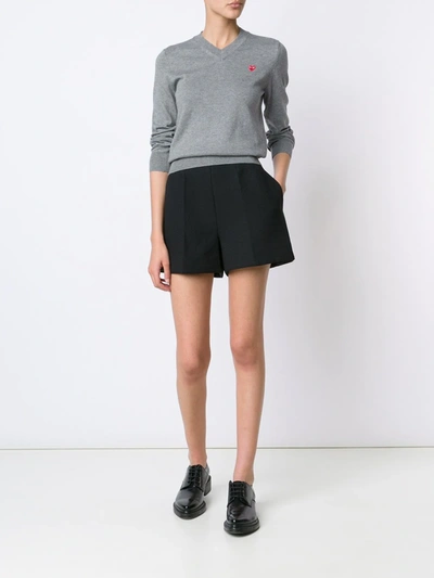 Comme Des Garçons Play Mini Heart V-neck Jumper In Grey