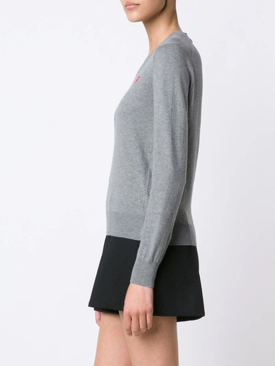 Comme Des Garçons Play Mini Heart V-neck Jumper In Grey