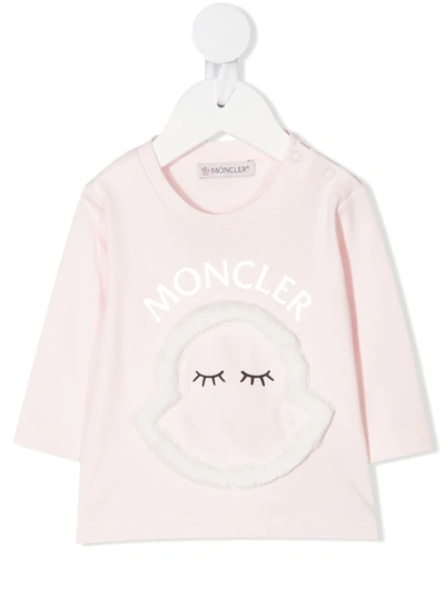 Shop Moncler Logo Appliqué T-shirt In Pink