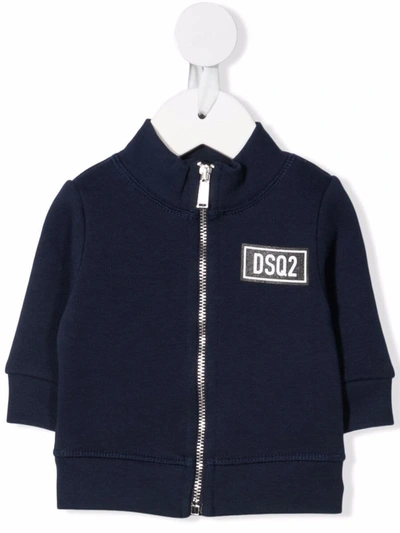 Dsquared2 Logo-patch Cotton Jacket In Blue