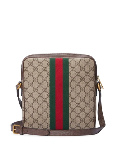 Shop Gucci Small Ophidia Messenger Bag In Brown