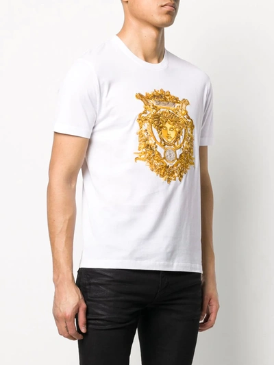 Shop Versace Medusa Embroidery T-shirt In White