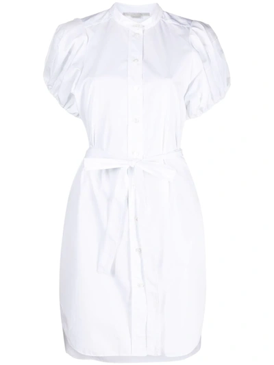Stella Mccartney Anastasia Belted Organic Cotton-poplin Mini Shirt Dress In White