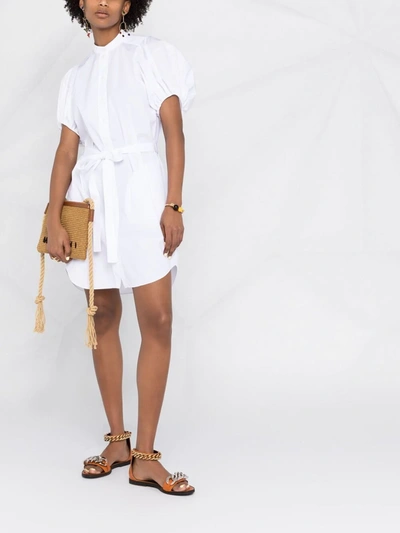 Stella Mccartney Anastasia Belted Organic Cotton-poplin Mini Shirt Dress In White