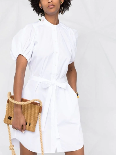 Stella Mccartney Anastasia Belted Organic Cotton-poplin Mini Shirt Dress In White
