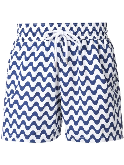 Shop Frescobol Carioca Patterned Swim Shorts In White