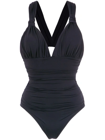 Shop Brigitte 'eli' Draped Swimsuit In Black
