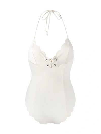 Shop Marysia Broadway Scalloped Swimsuit In White