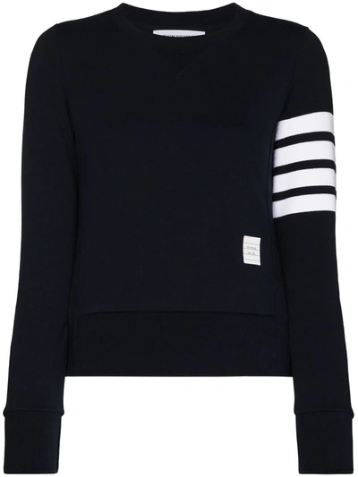 Shop Thom Browne Four-bar Stripe Cotton Jumper In Blue