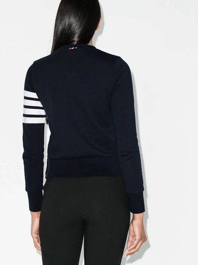 Shop Thom Browne Four-bar Stripe Cotton Jumper In Blue