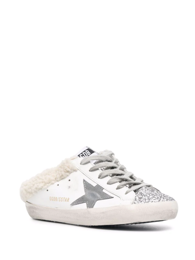 Golden Goose Superstar Sabot Shearling-trimmed Leather Sneakers In White
