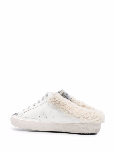 Golden Goose Superstar Sabot Shearling-trimmed Leather Sneakers In White