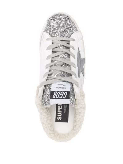 Golden Goose Superstar Sabot Shearling-trimmed Leather Sneakers In White