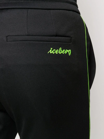 Shop Iceberg Contrast Drawstring Track Pants In Black