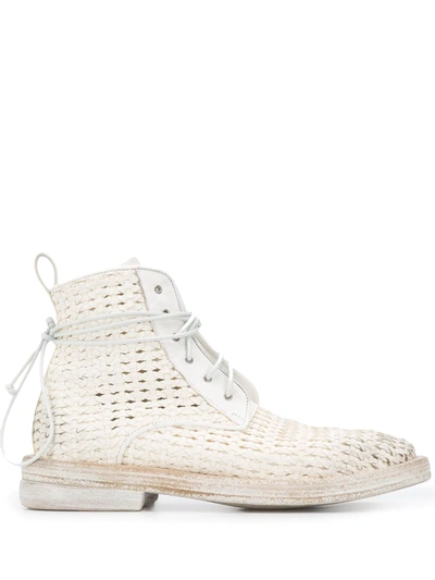 Shop Marsèll Woven Ankle Boots In White