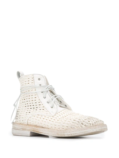 Shop Marsèll Woven Ankle Boots In White