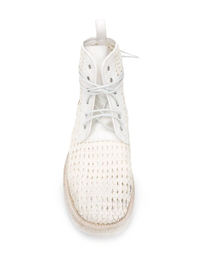 Shop Marsèll Woven Ankle Boots In White