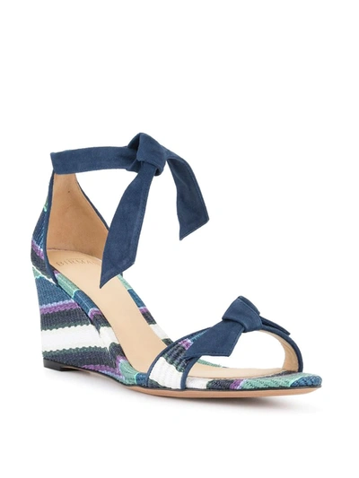 Alexandre Birman Striped Wedge Sandals In Blue