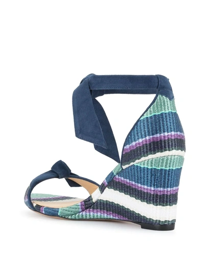 Alexandre Birman Striped Wedge Sandals In Blue