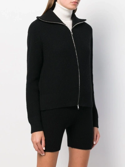 Shop Cashmere In Love Ribbed Roll-neck Isla Cardigan In Black