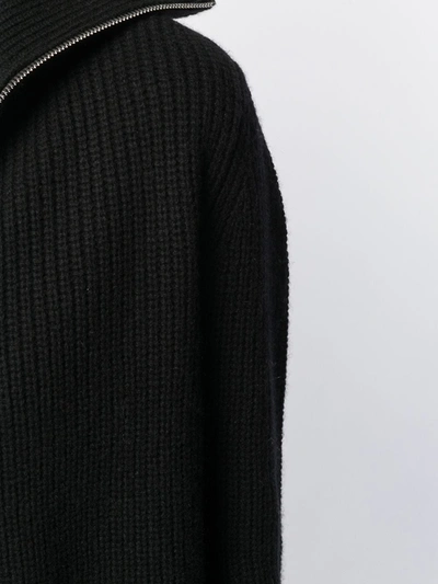Shop Cashmere In Love Ribbed Roll-neck Isla Cardigan In Black