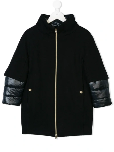 Herno Layered Hooded Padded Coat In Blue