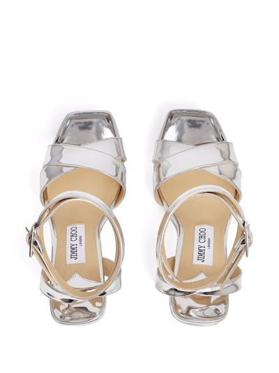 Shop Jimmy Choo Gaia 140mm Sandals In Silver