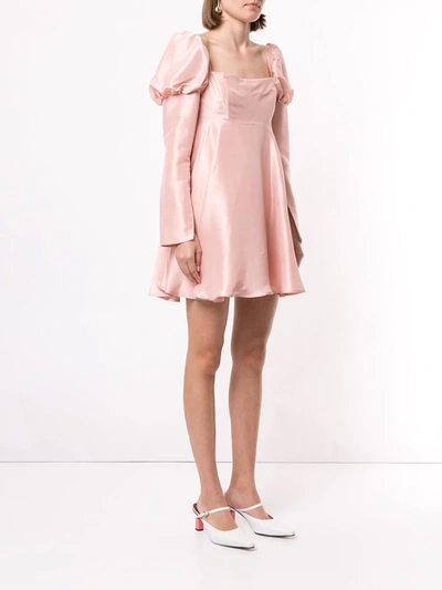 Shop Macgraw Romantic Silk Short Dress In Pink