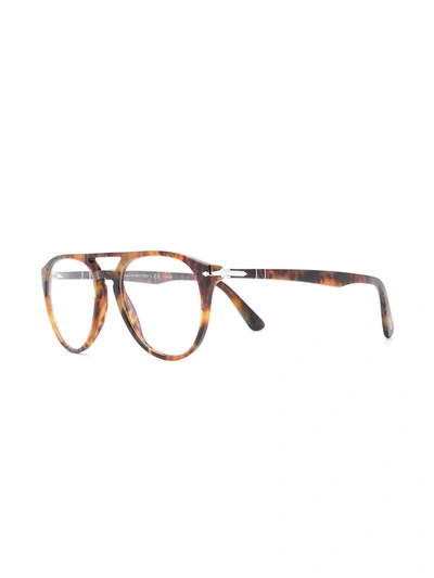 Persol Double Bridge Tortoiseshell Glasses In Brown