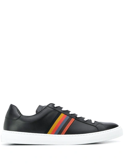Shop Paul Smith Bright Stripe Levon Sneakers In Black
