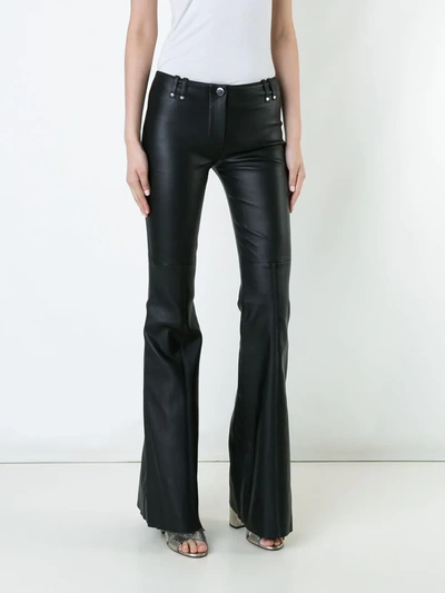 Shop Plein Sud Flared Leather Trousers In Black