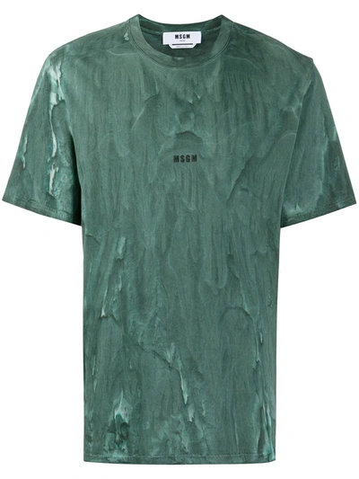 Shop Msgm Graphic-print Cotton T-shirt In Green