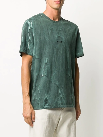 Shop Msgm Graphic-print Cotton T-shirt In Green