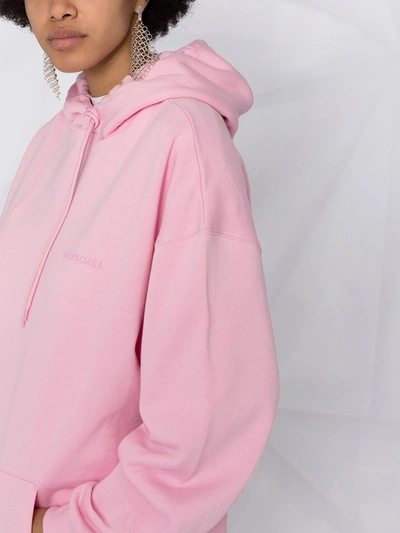 Shop Balenciaga Logo-embellished Hoodie In Pink