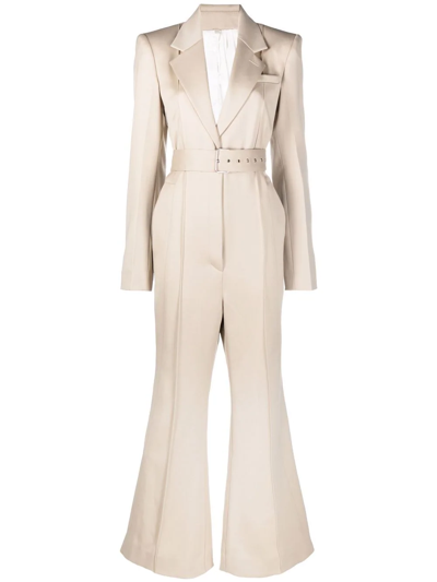 Shop Peter Do Belted Tailored Jumpsuit In Neutrals