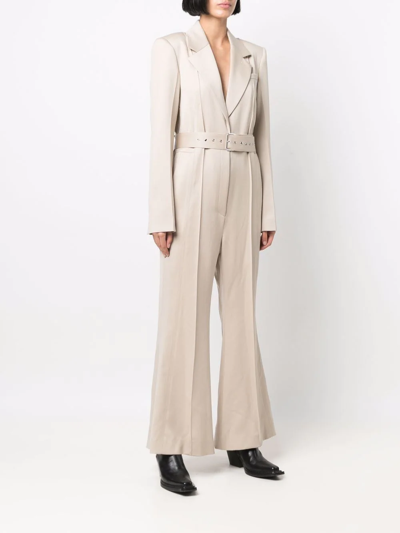 Shop Peter Do Belted Tailored Jumpsuit In Neutrals